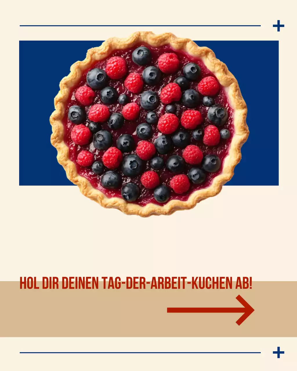 Creme, Blau und Rot – Tag der Arbeit – Lokaler Bäcker in den sozialen Medien