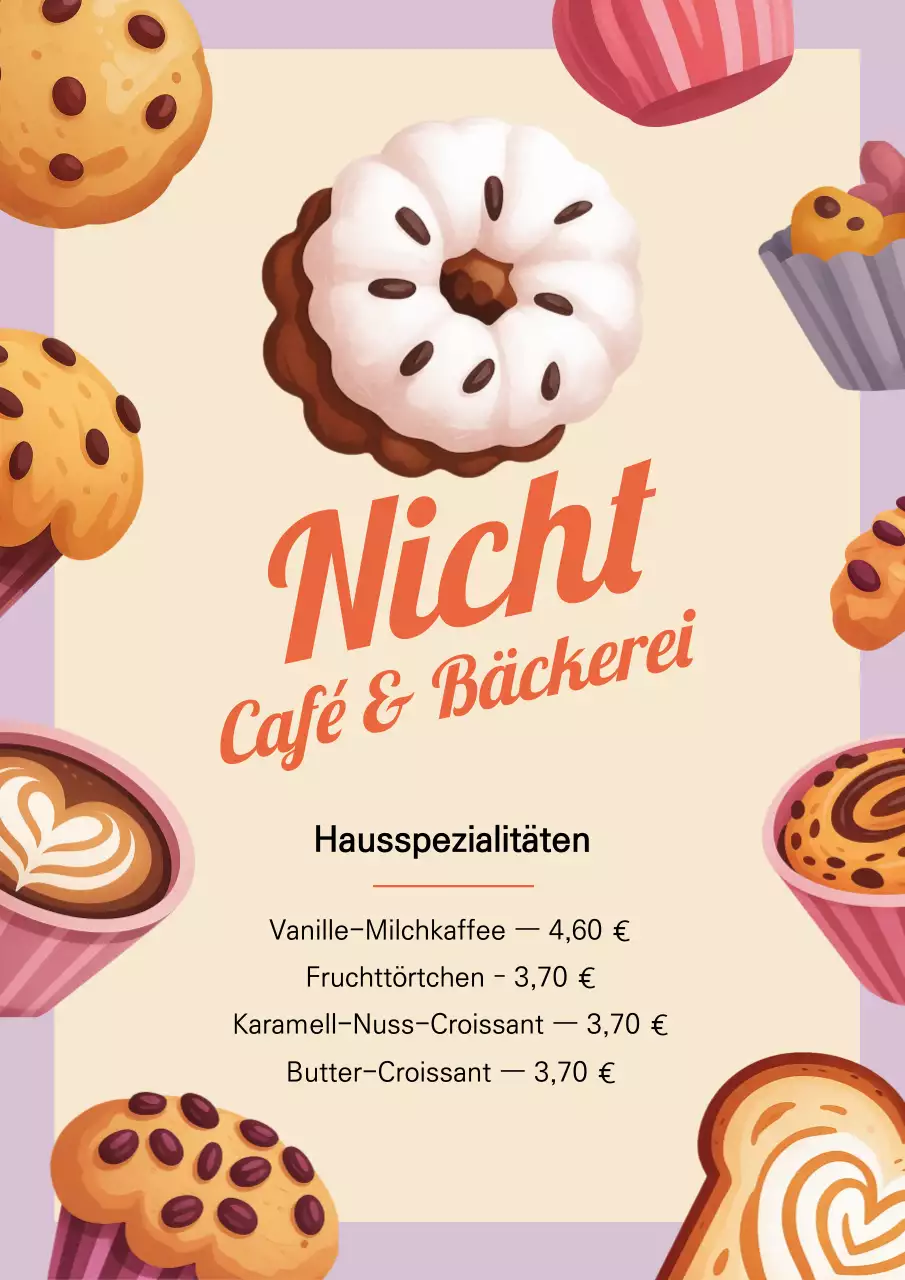 Beige Retro Bäckerei Menü Poster
