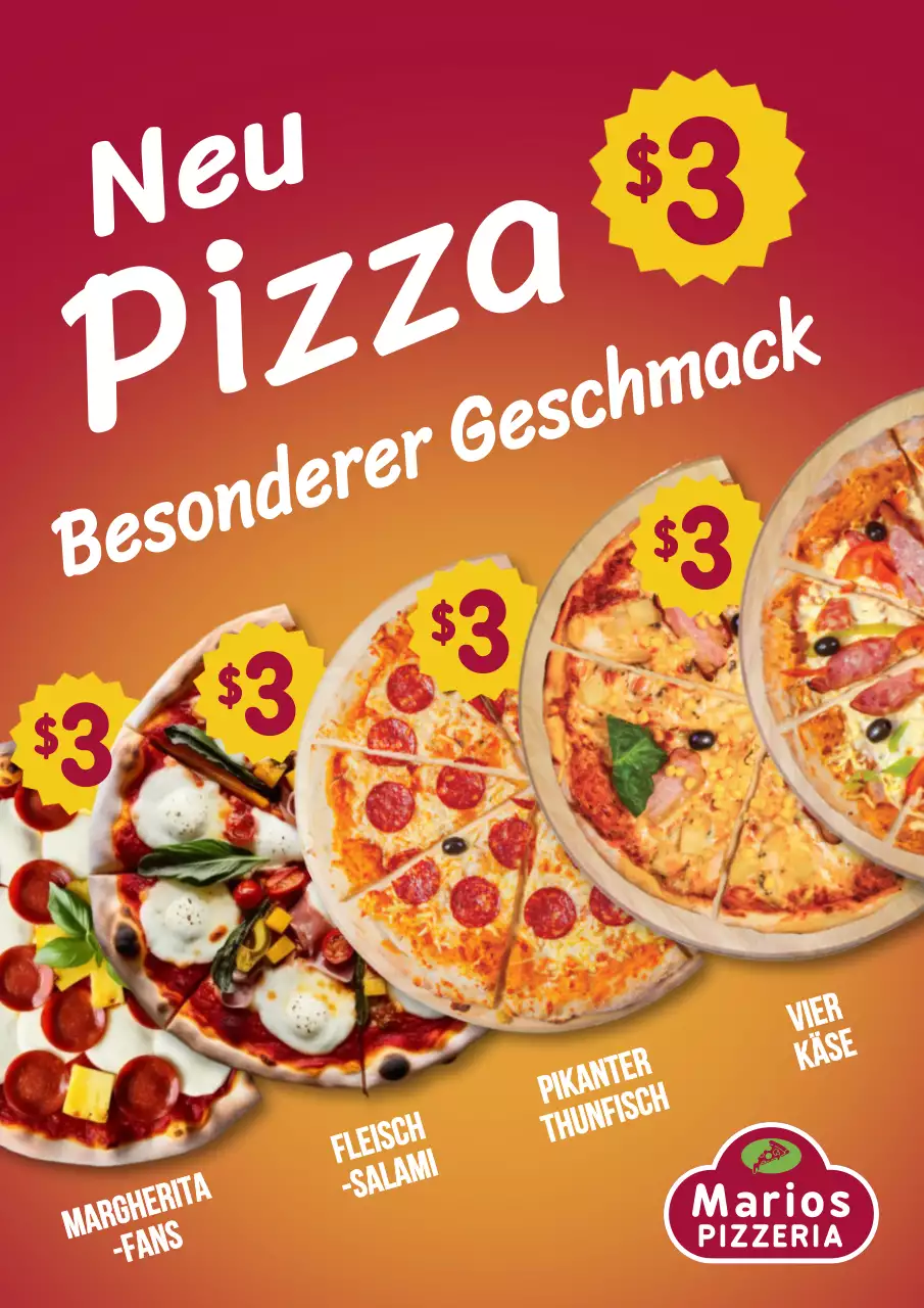 Rotes Retro-Pizza-Werbeplakat