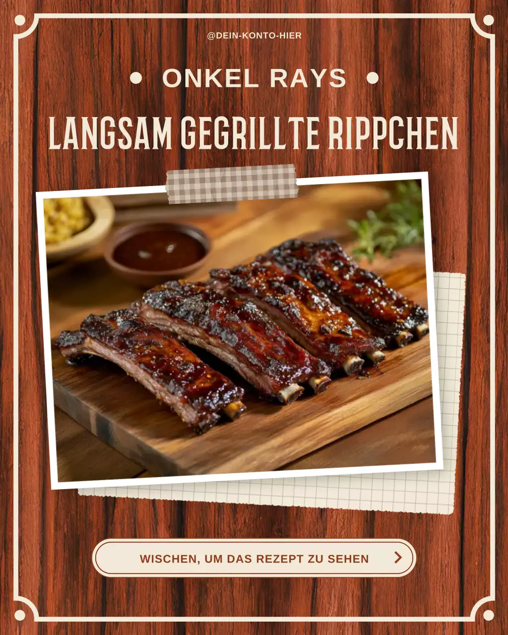 Fleisch- und Grill-BBQ-Familienrezept für Instagram-Post