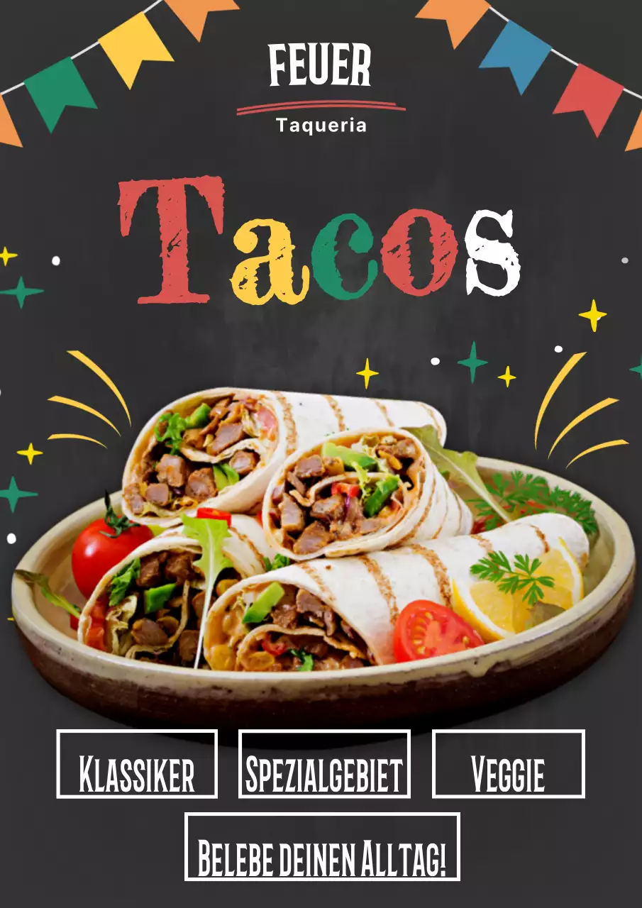 Buntes traditionelles Tacos-Werbeplakat