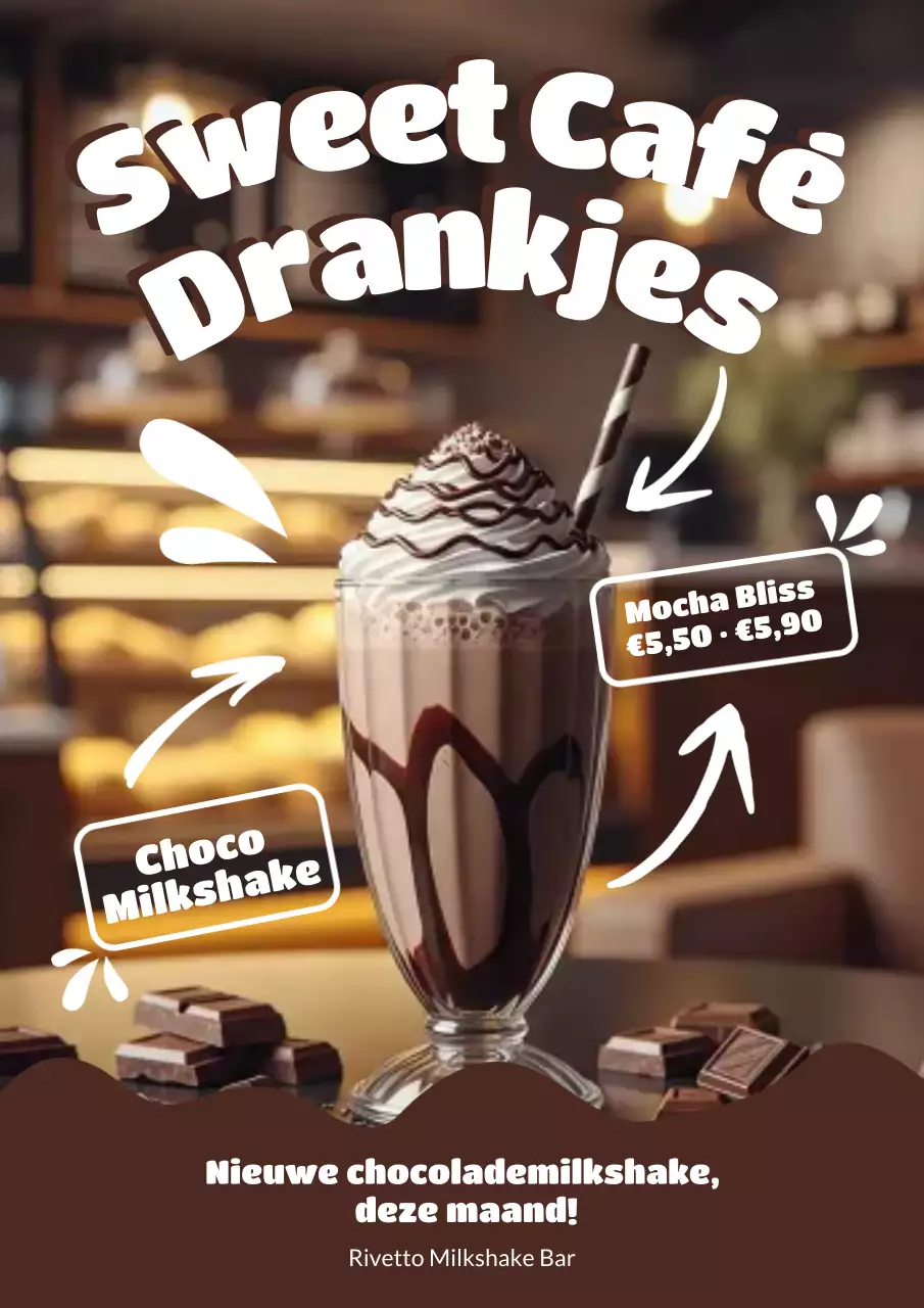 Bruine Retro Drank Promotie Poster