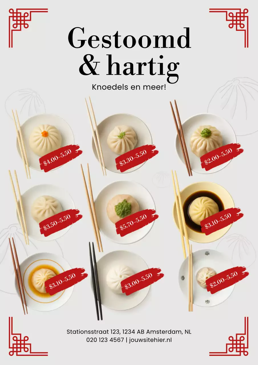 Beige moderne menuposter