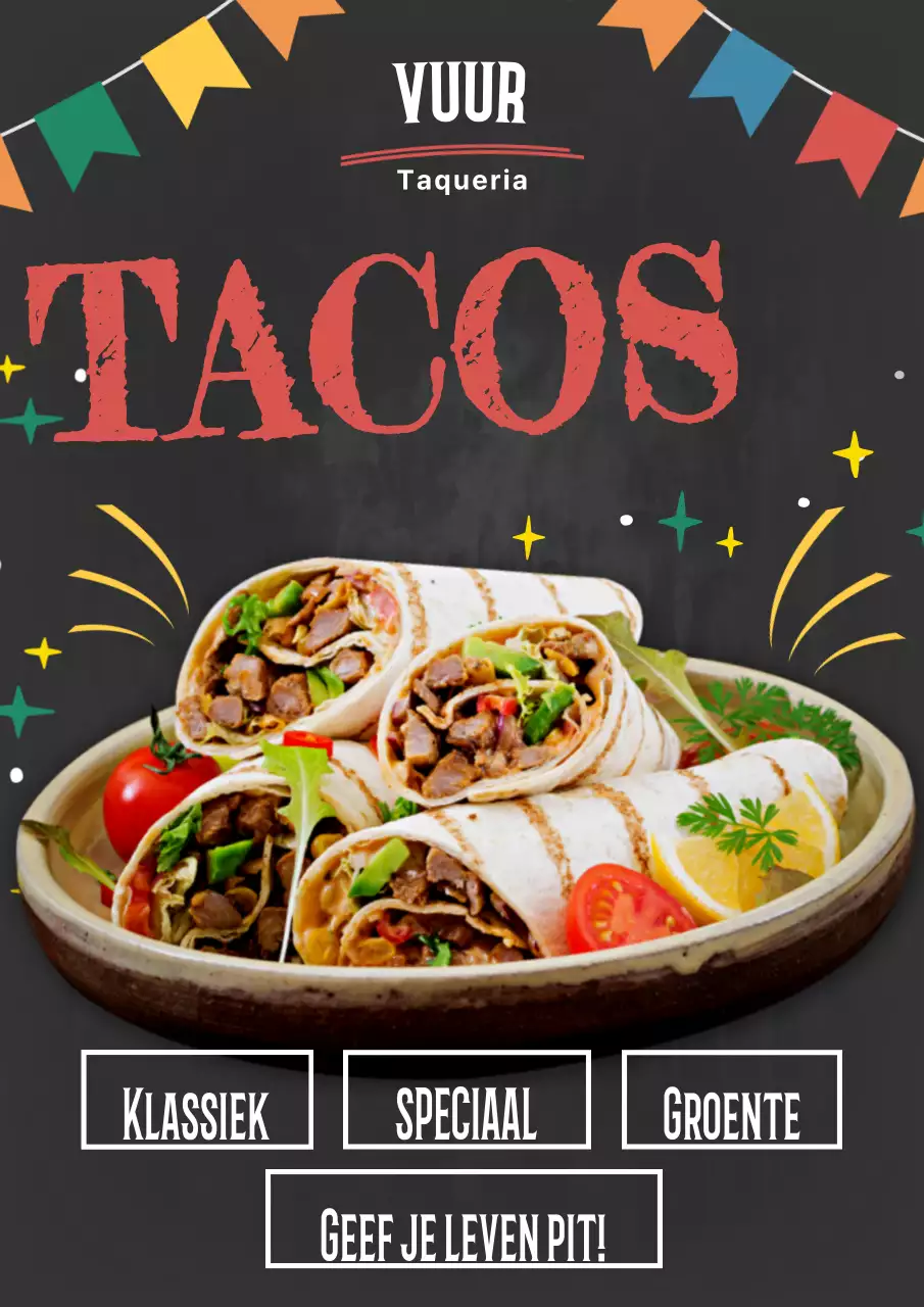 Kleurrijke traditionele taco's promotieposter