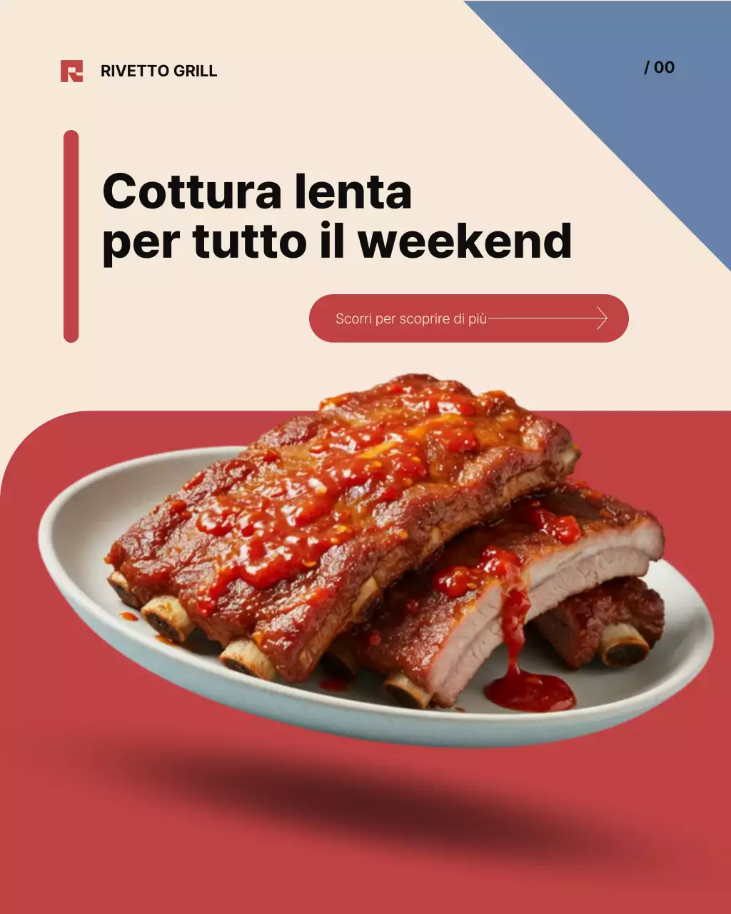 Post di Instagram promozionale del barbecue retrò rosso