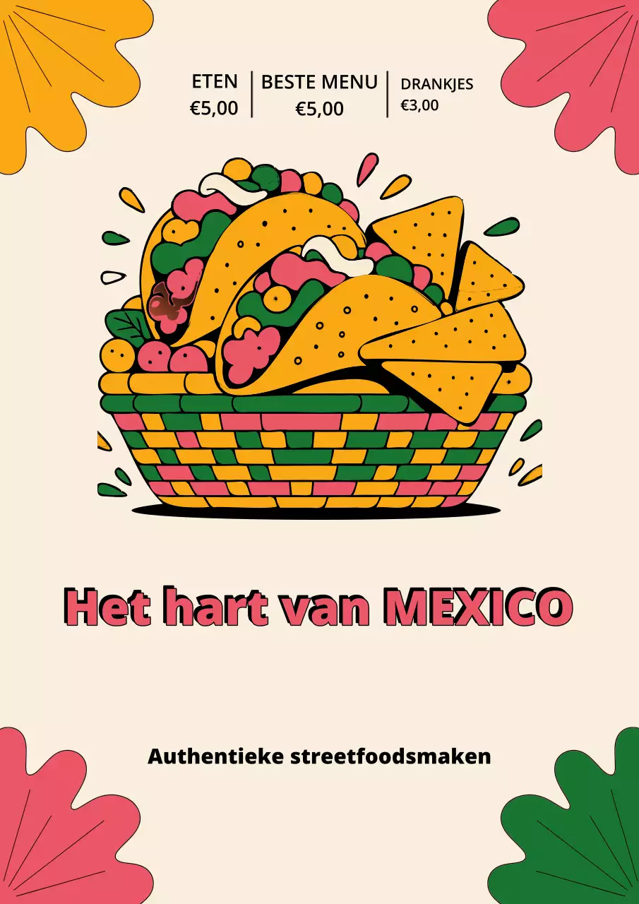Kleurrijke retro Mexicaanse menu-advertentieposter