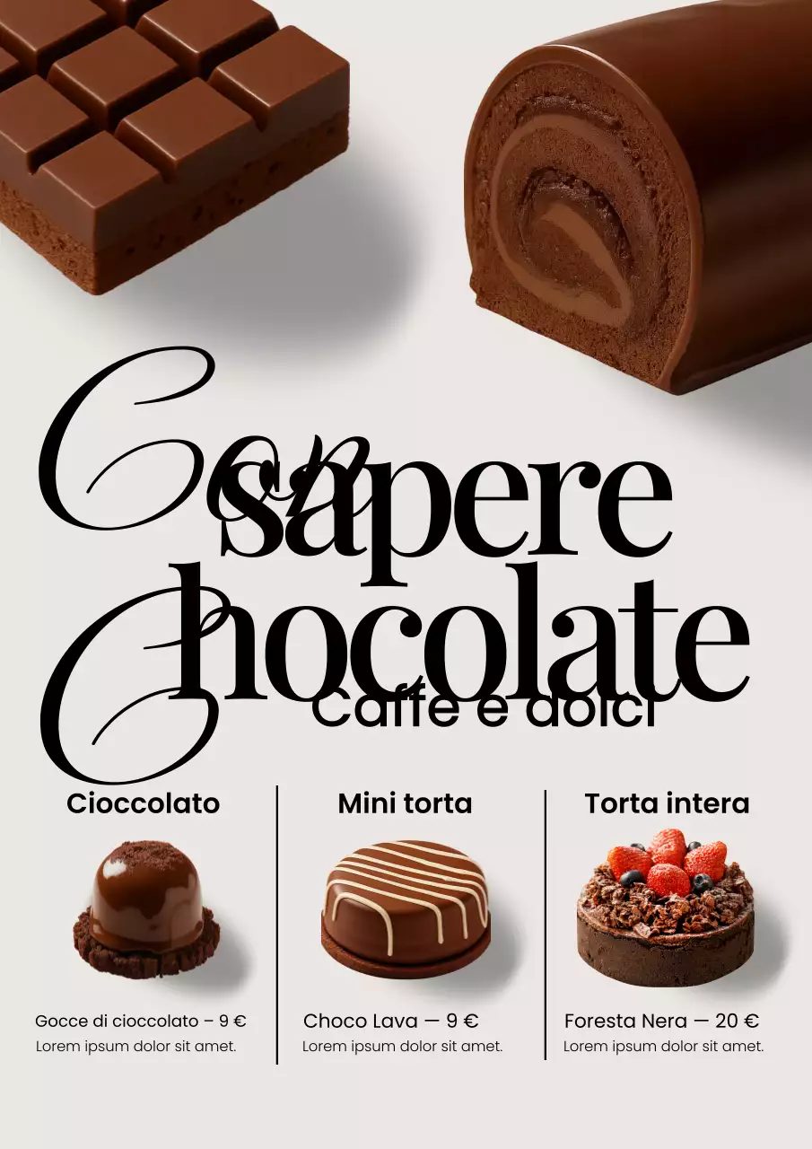 Poster del menu dei dessert elegante marrone