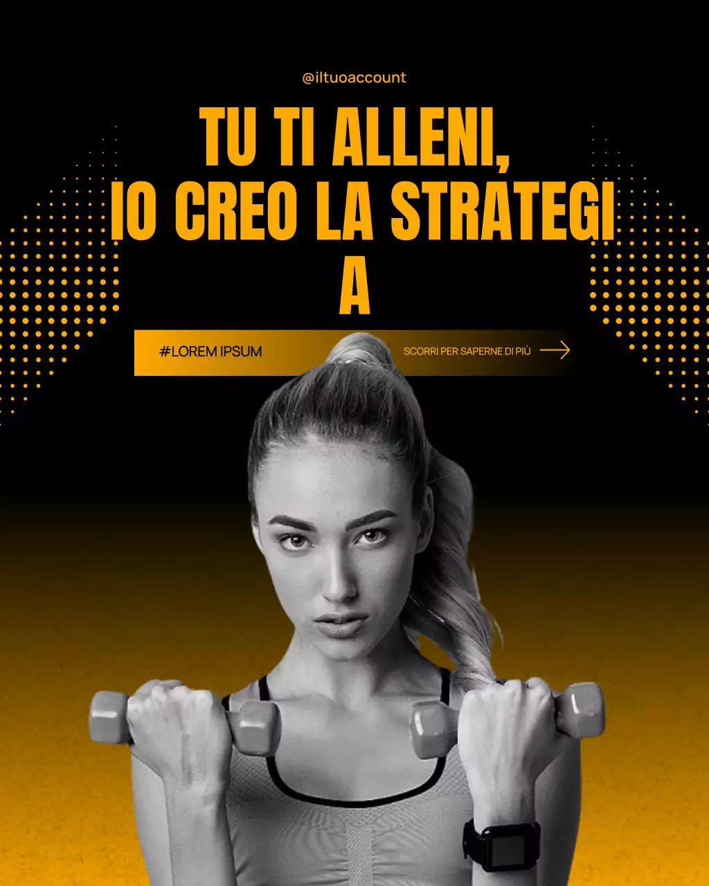Post Instagram promozionale di Yellow Bold Fitness