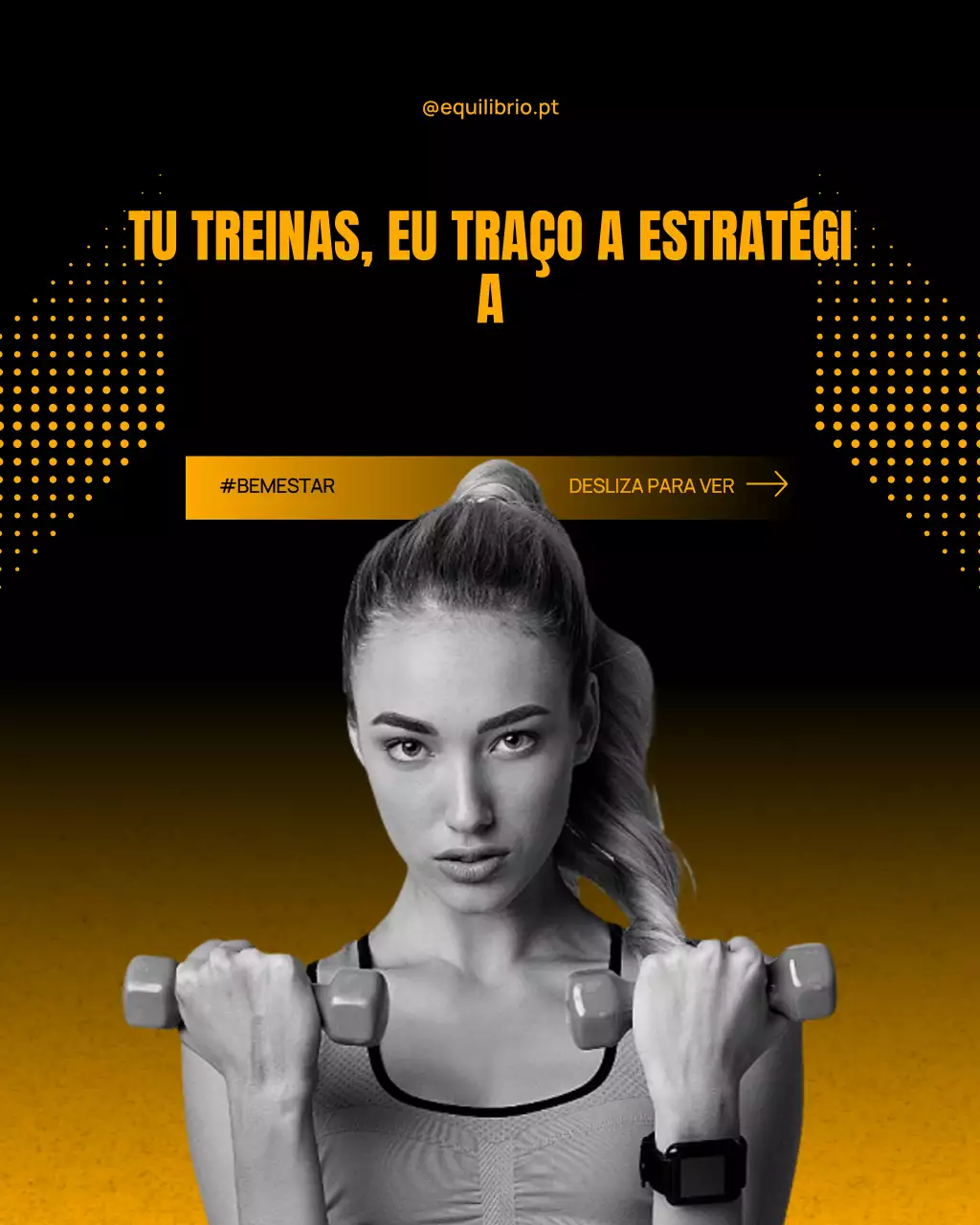 Postagem de promoção de fitness em negrito amarelo no Instagram