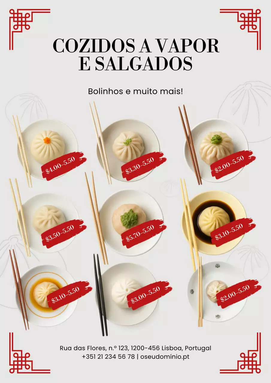Pôster de cardápio de comida moderna bege