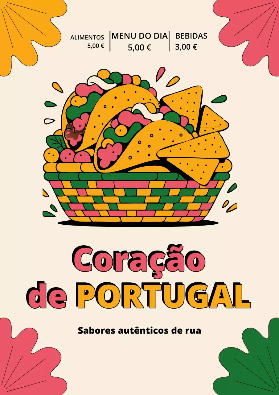 Cartaz de propaganda de cardápio mexicano retrô colorido