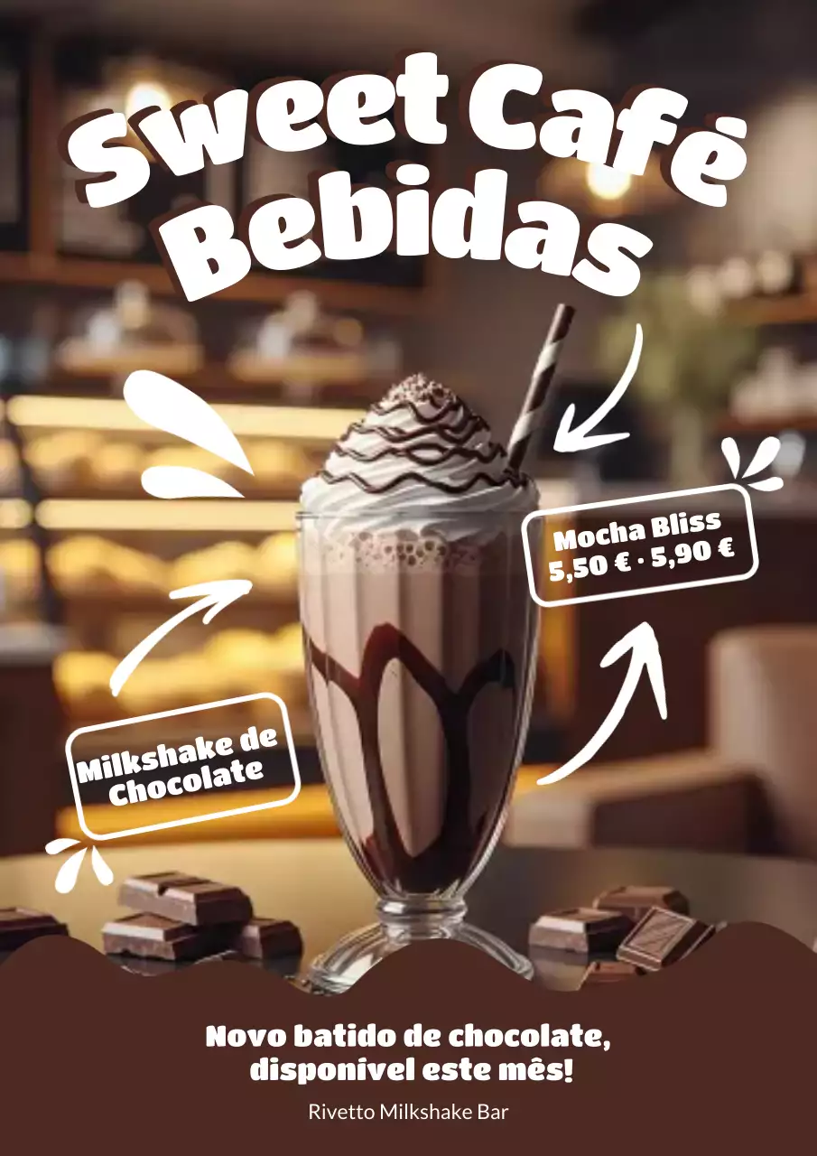 Cartaz promocional de bebida retrô marrom