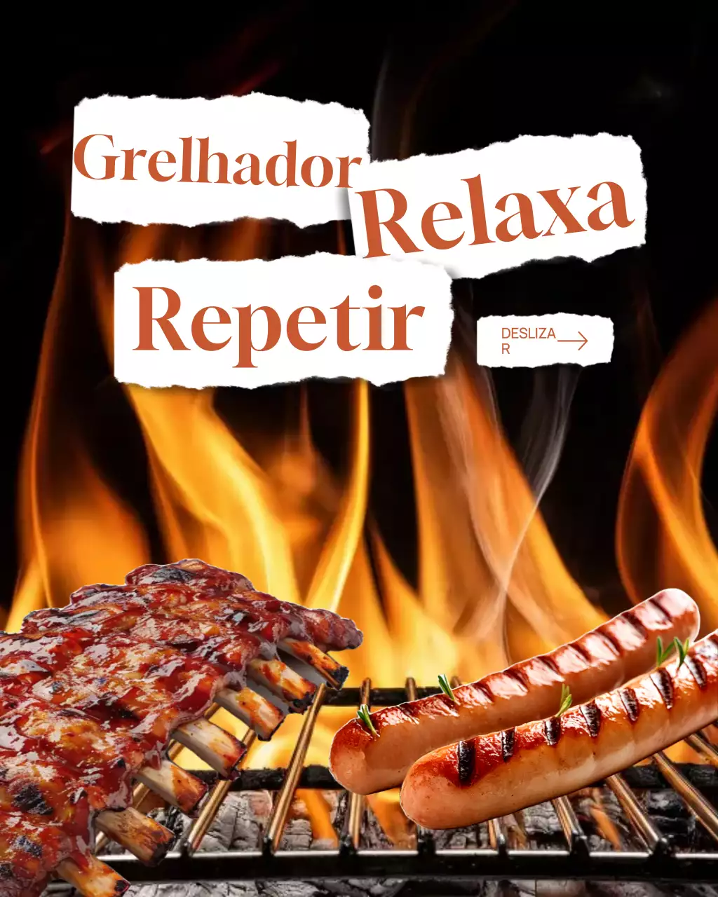 Publicação de churrasco rústico marrom no Instagram