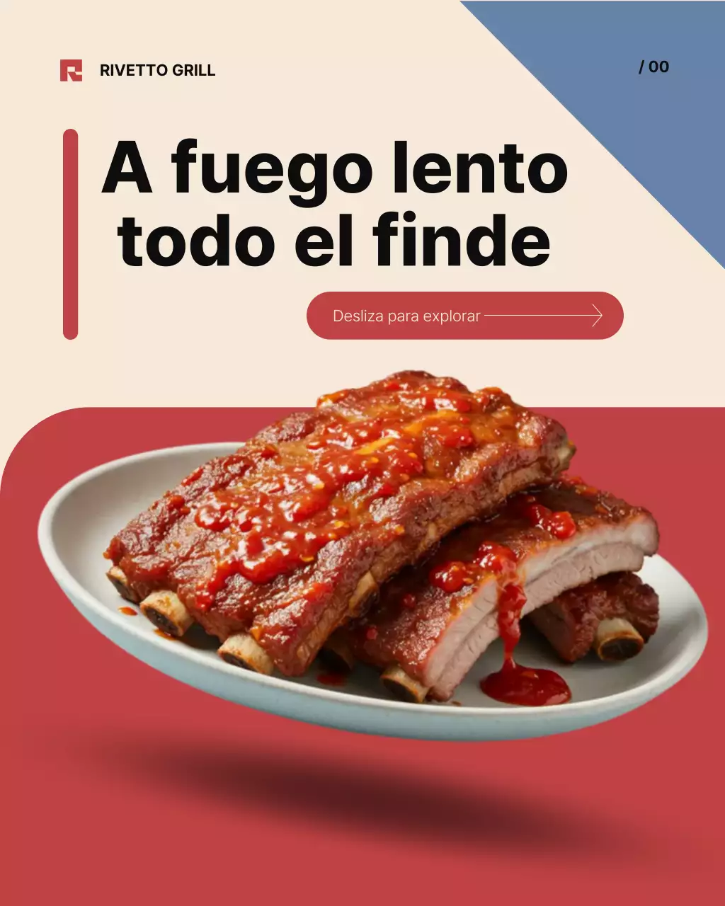 Publicación de Instagram sobre la promoción de barbacoa retro roja