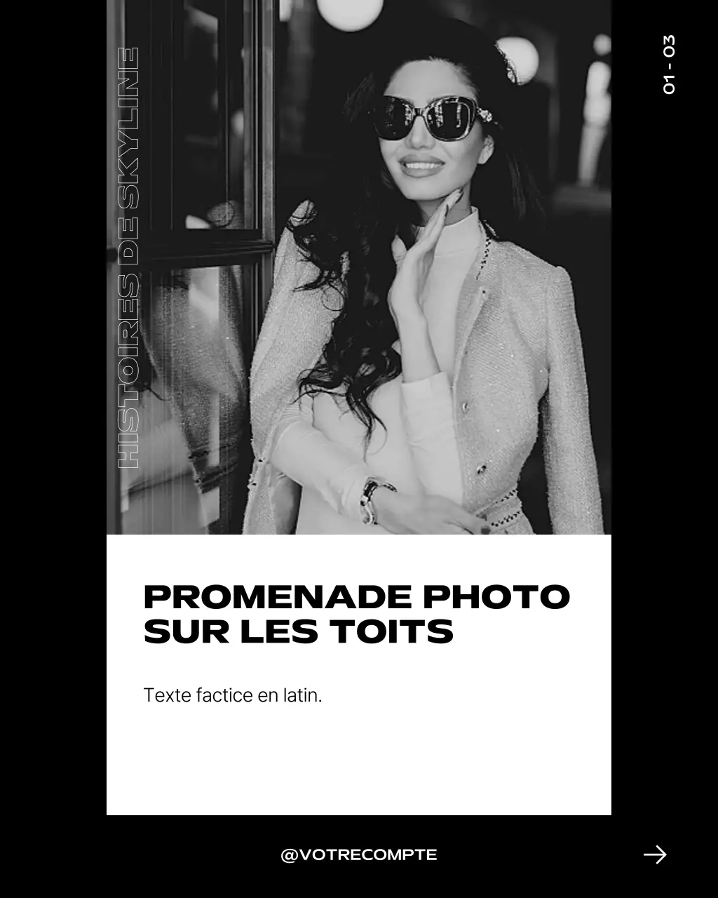 Promotion d'une tournée photographique dans un concept urbain et élégant pour une publication Instagram
