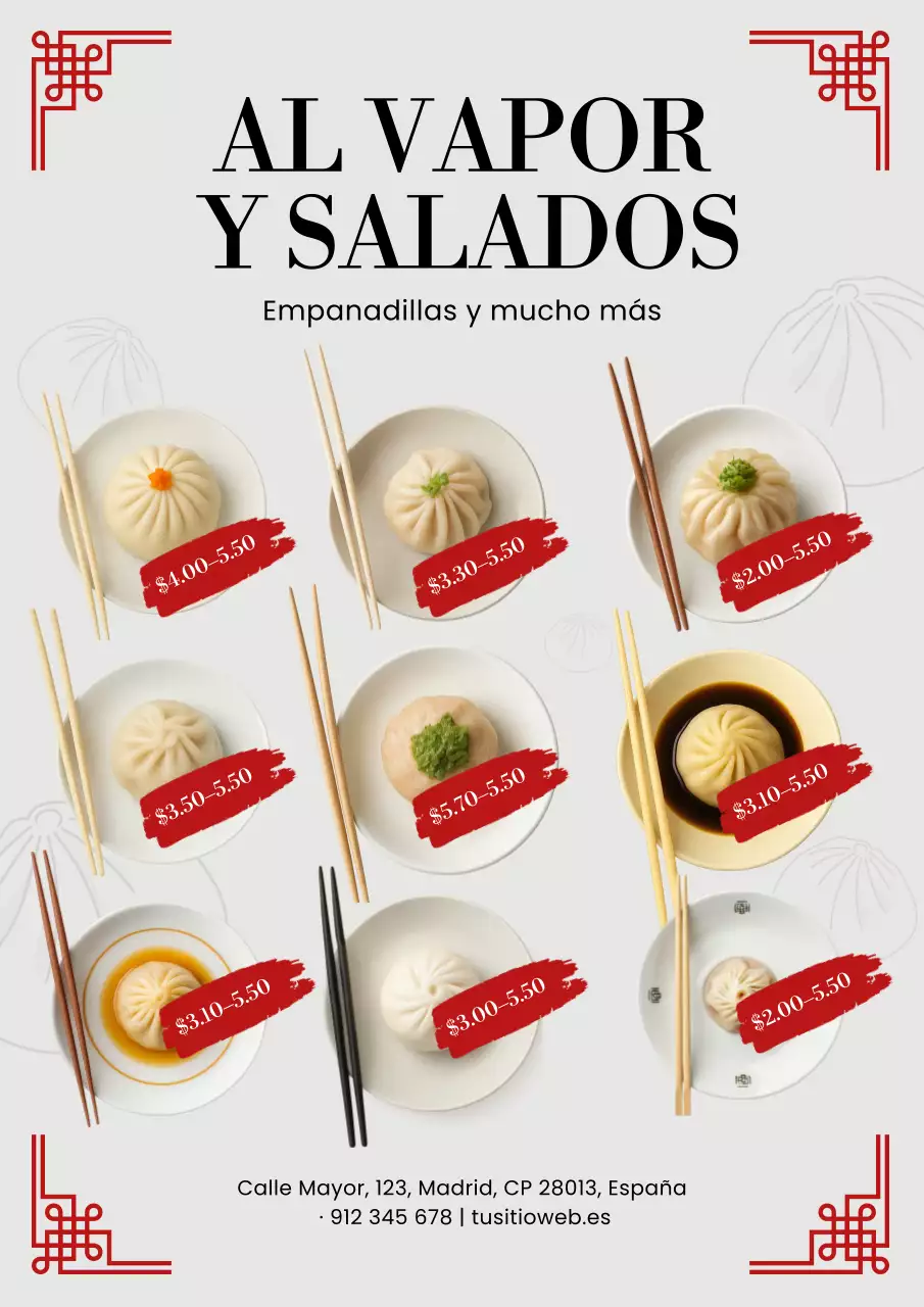 Póster de menú de comida moderna en beige