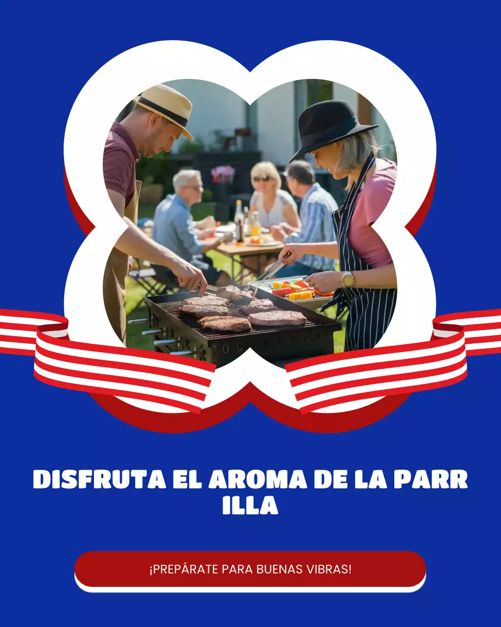 Publicación de carrusel de Instagram del picnic comunitario del Día del Trabajo moderno, azul y rojo