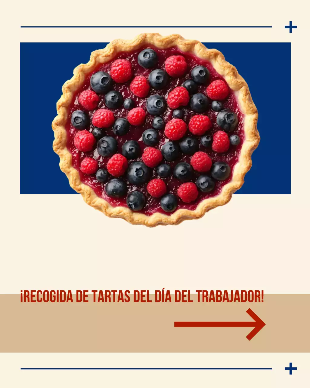 Panadero local del Día del Trabajo en color crema, azul y rojo en redes sociales