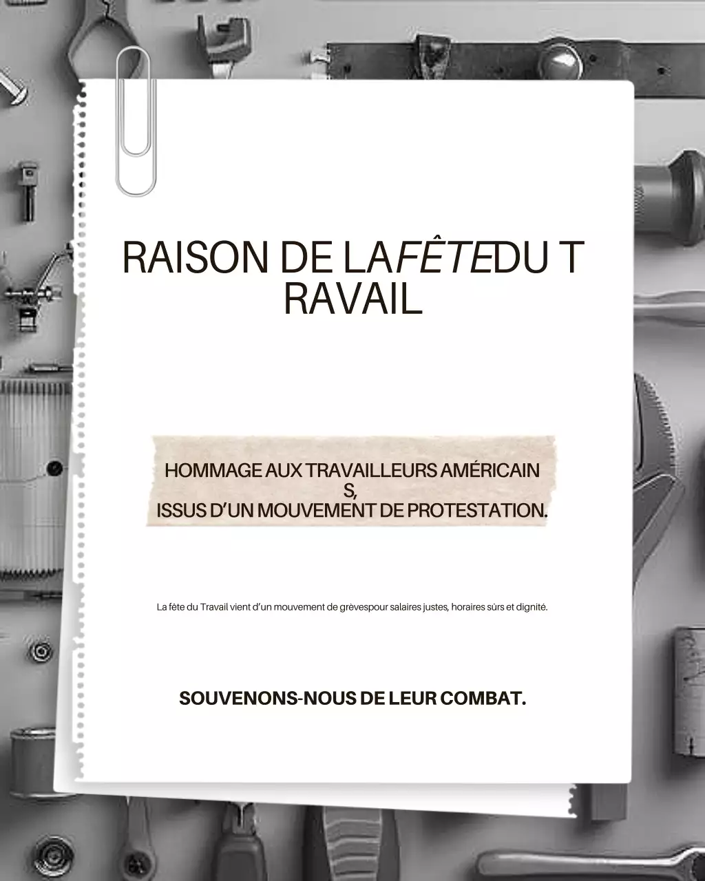 Publication Instagram d'informations sur le travail minimal gris