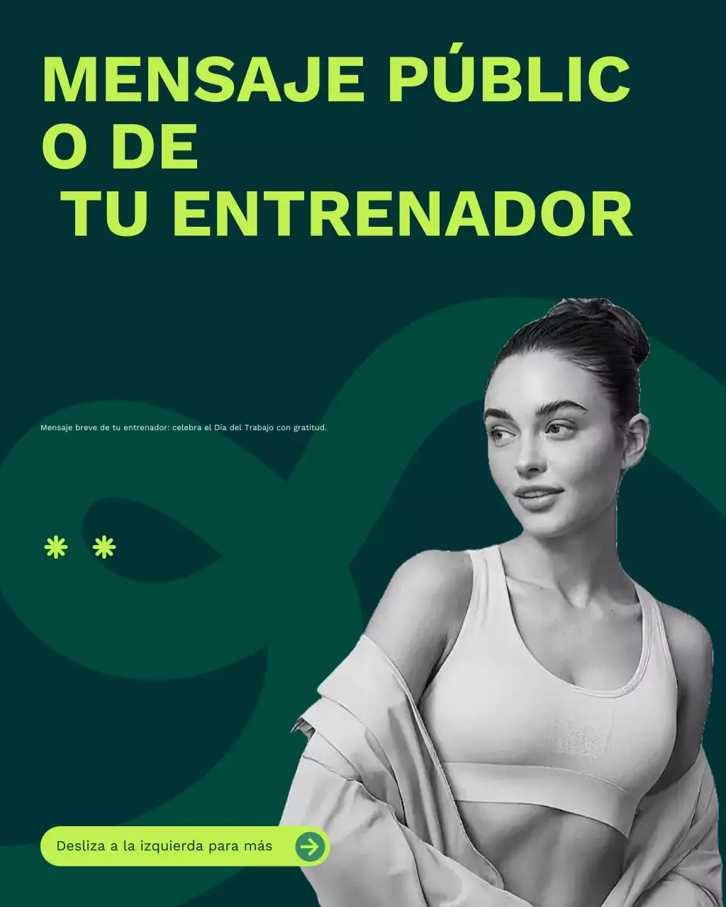 Publicación de Instagram con consejos de bienestar y fitness para el Día del Trabajo: Resumen, limpio y ecológico