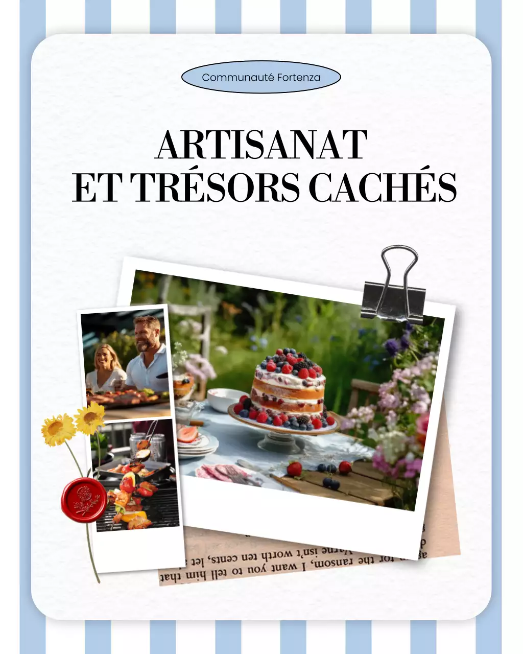 Album Polaroid bleu et blanc, Fête du Travail, Nourriture, Activités locales, Carrousel Instagram