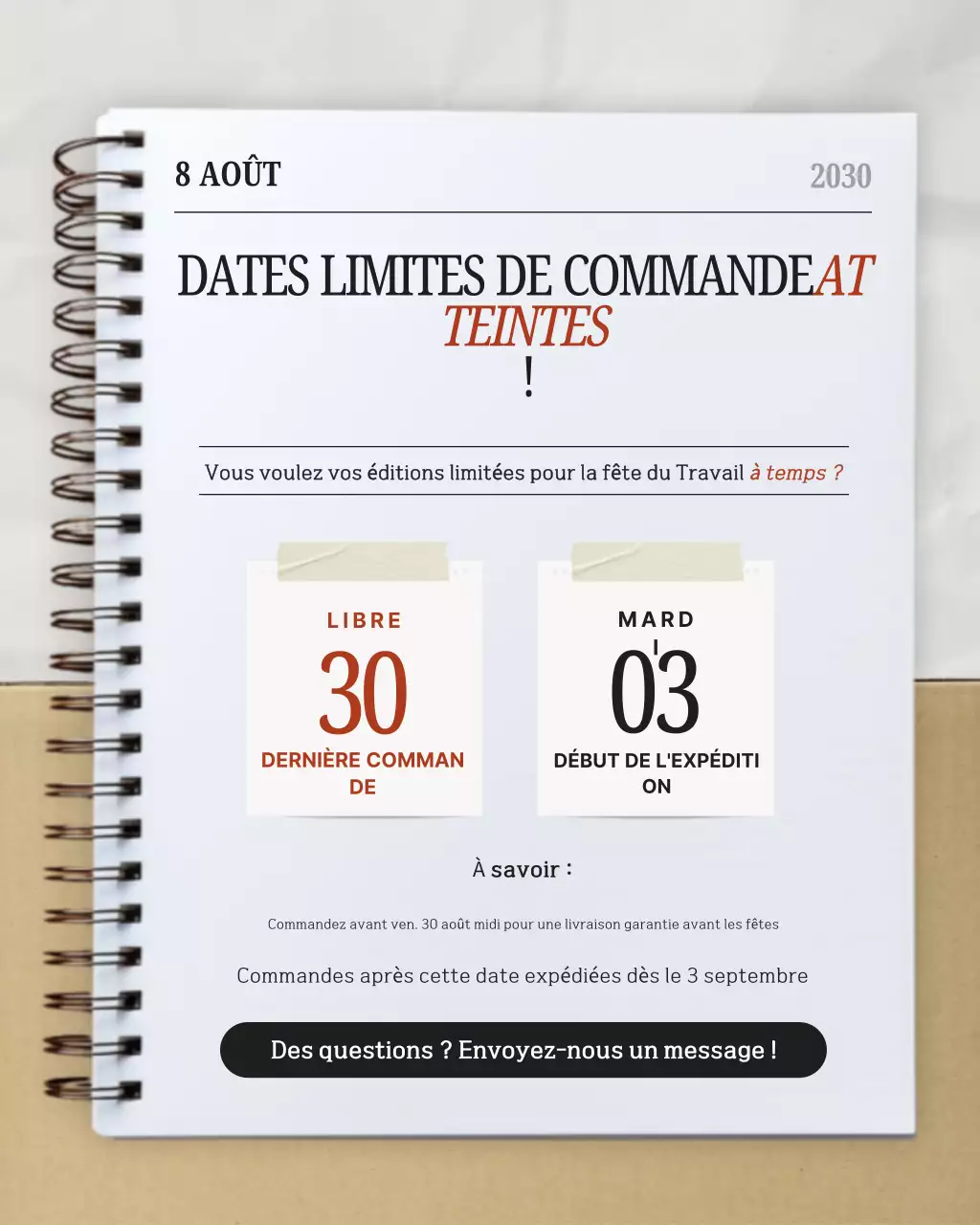 Publication Instagram d'avis de vacances moderne et blanc