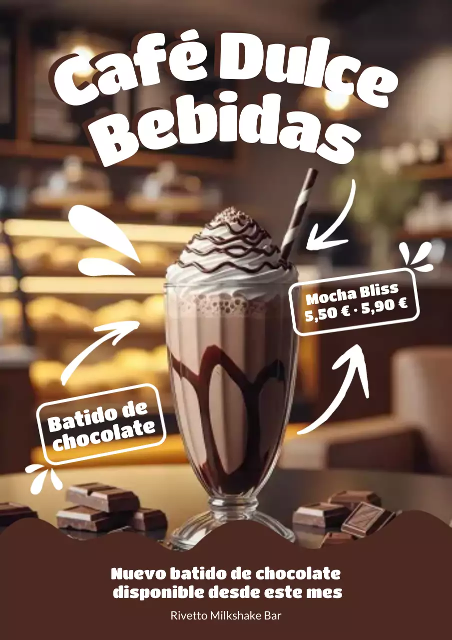 Cartel retro de promoción de bebidas en marrón