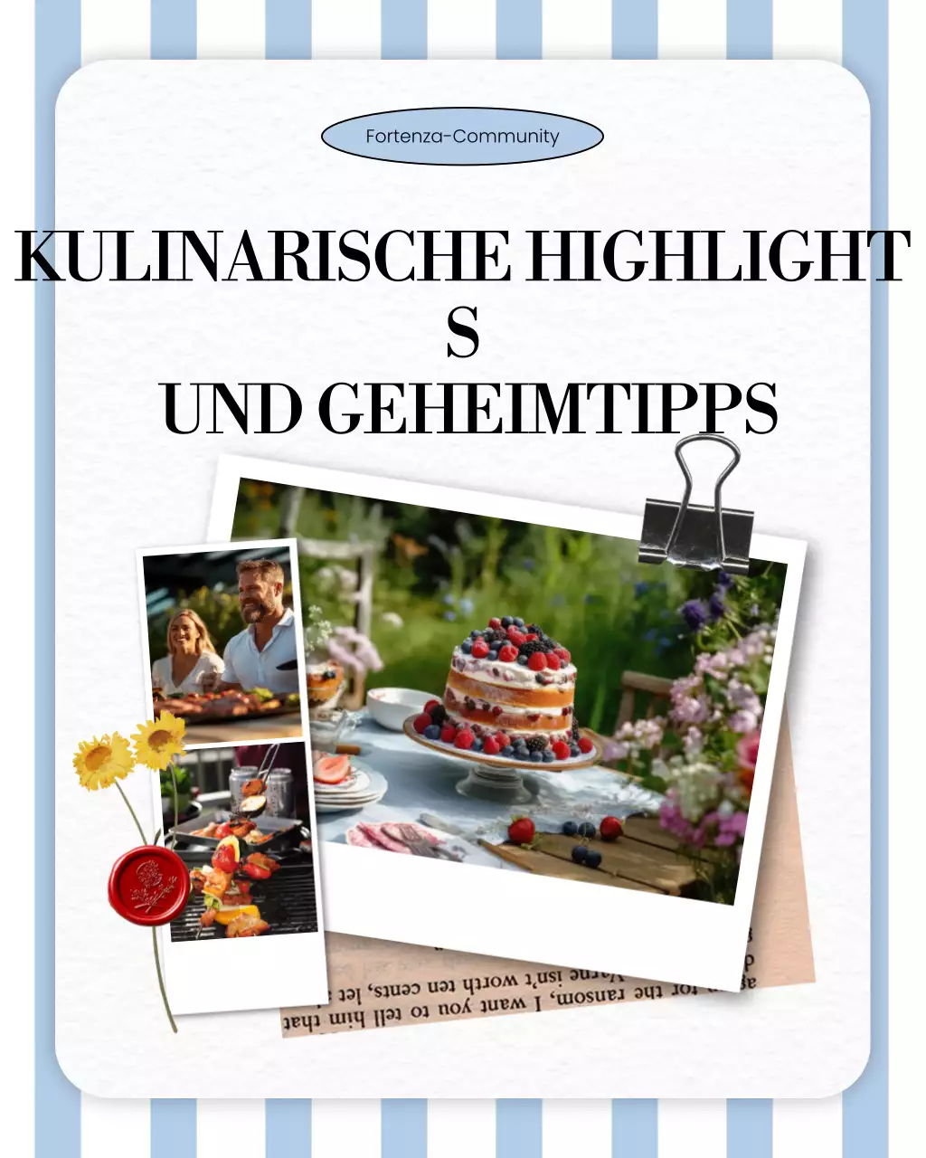 Blau-weißes Scrapbook Polaroid Labor Day Essen Lokale Aktivitäten Instagram Karussell Post