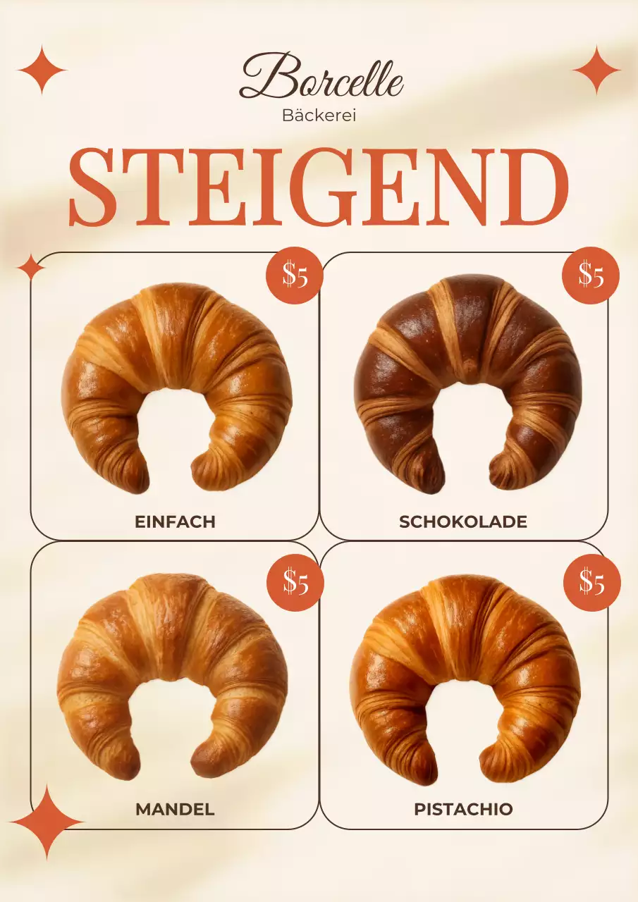 Beigefarbenes, elegantes Bäckerei-Werbeplakat