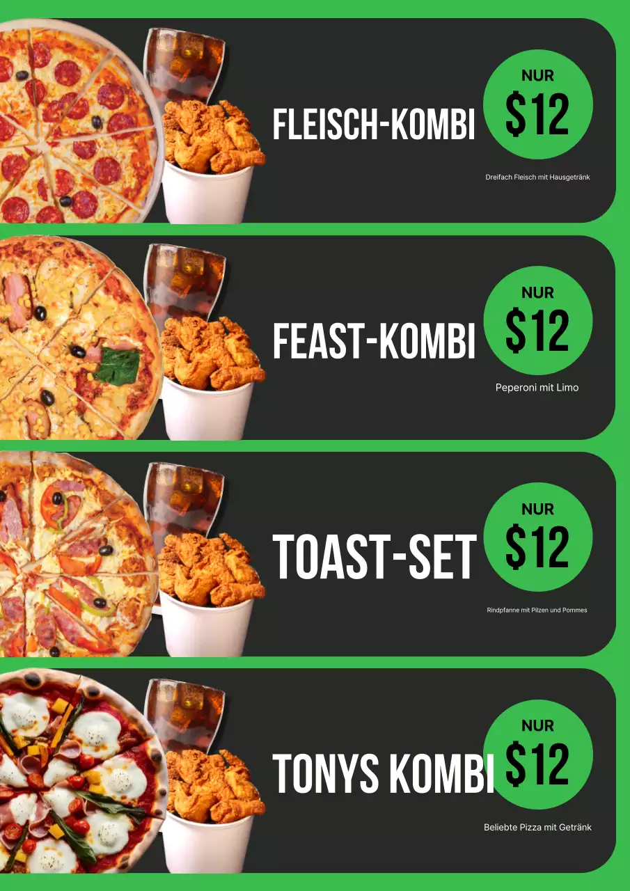 Schwarzes modernes Lebensmittel-Werbeplakat