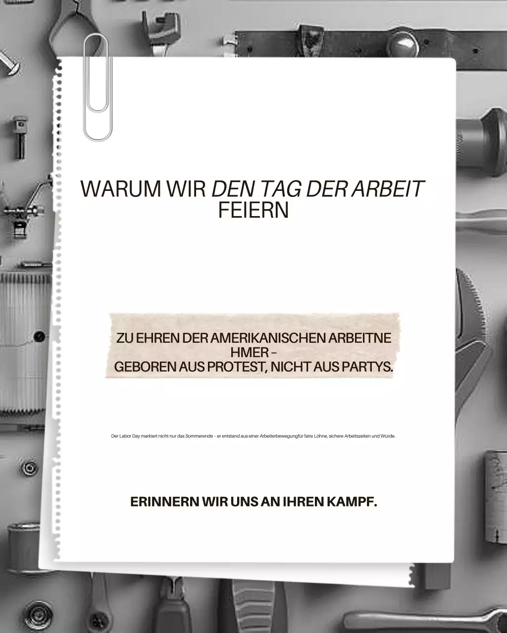 Grey Minimal Labor Information Instagram-Beitrag