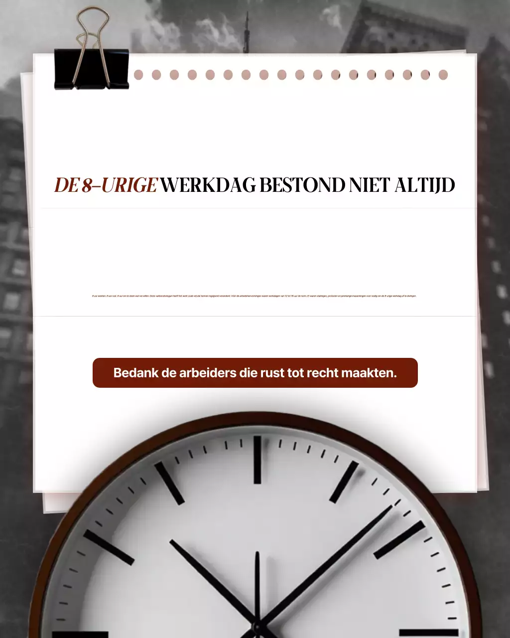 Zwarte vintage aankondiging van de geschiedenis van de arbeid op Instagram