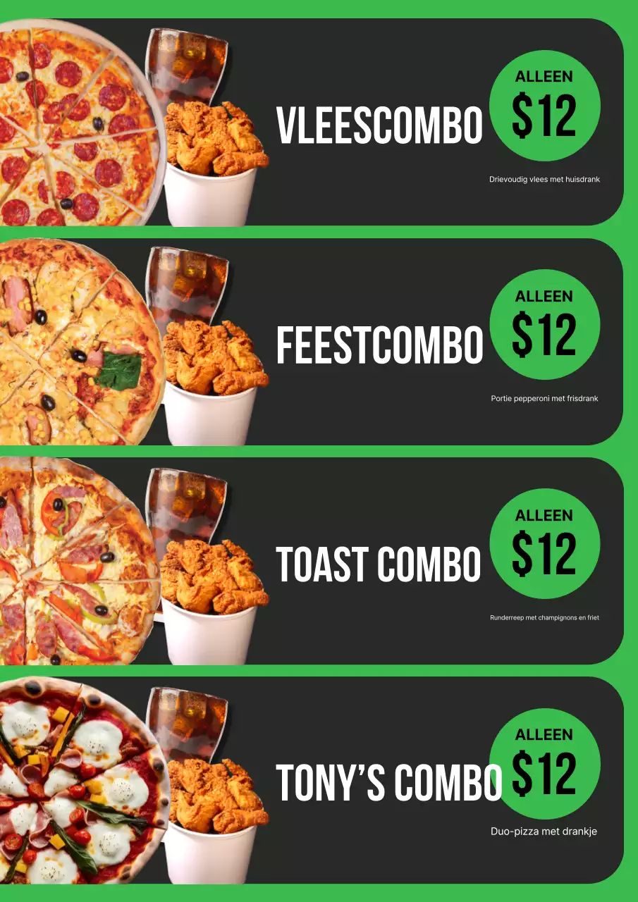 Zwarte moderne voedselpromotieposter