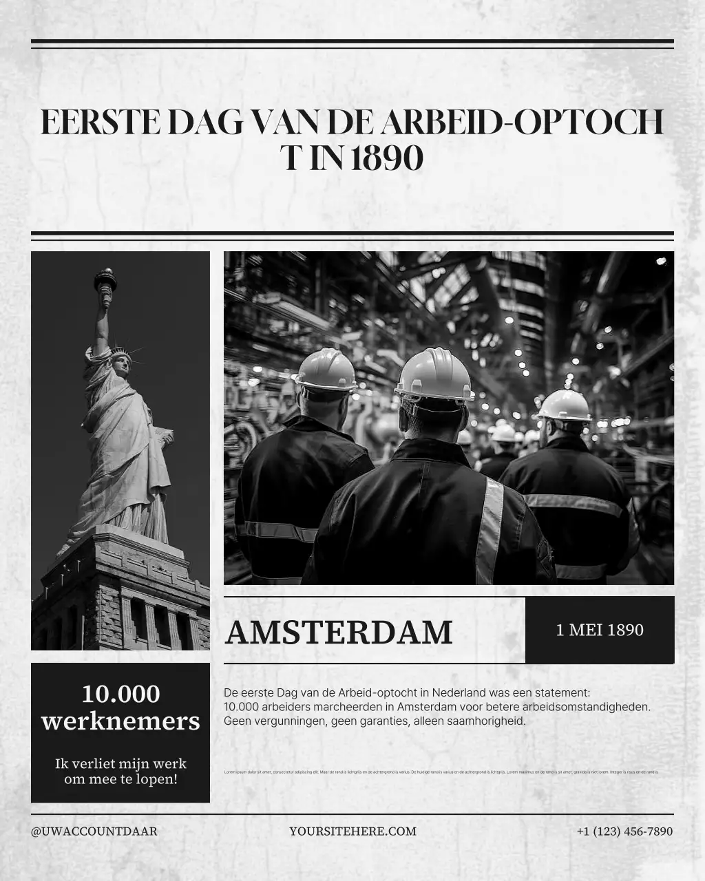 Zwarte vintage Instagram-post over de geschiedenis van Labor Day