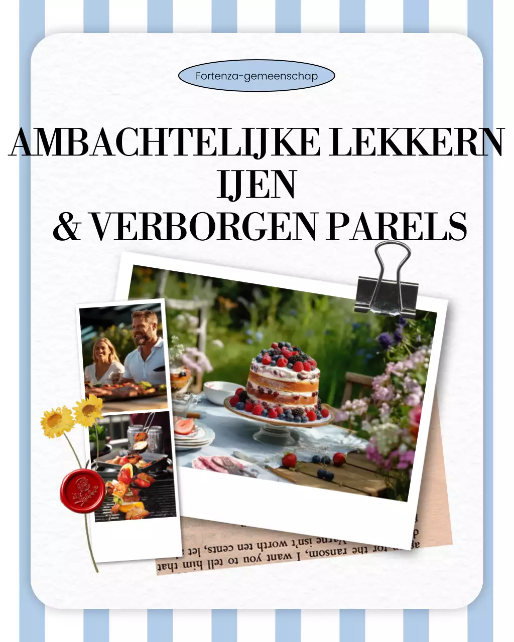 Blauw en wit plakboek Polaroid Labor Day Eten Lokale activiteiten Instagram Carrouselpost