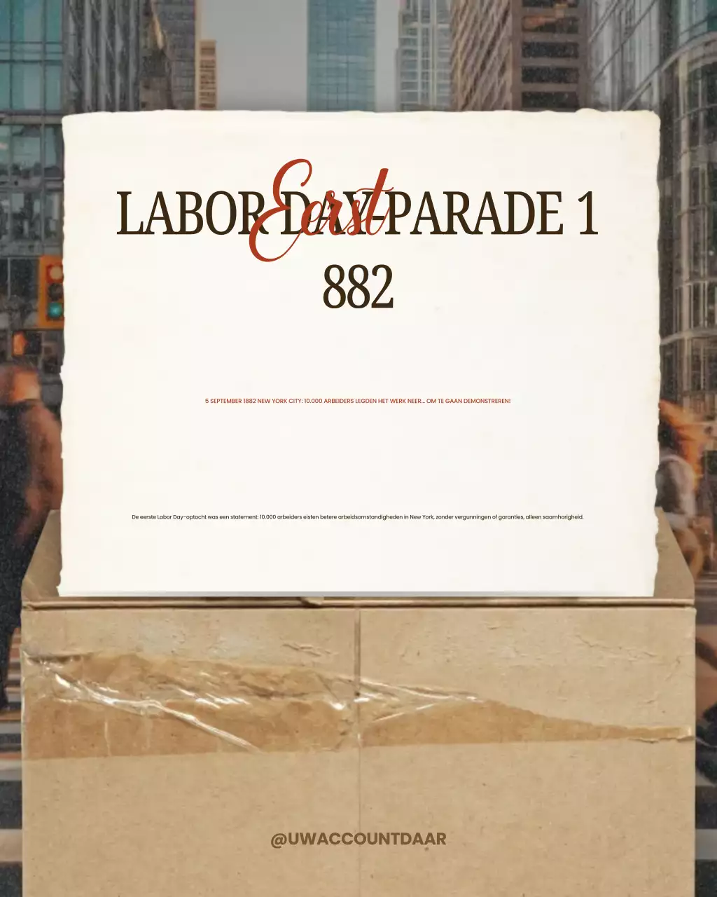 Beige vintage aankondiging van de bevalling op Instagram