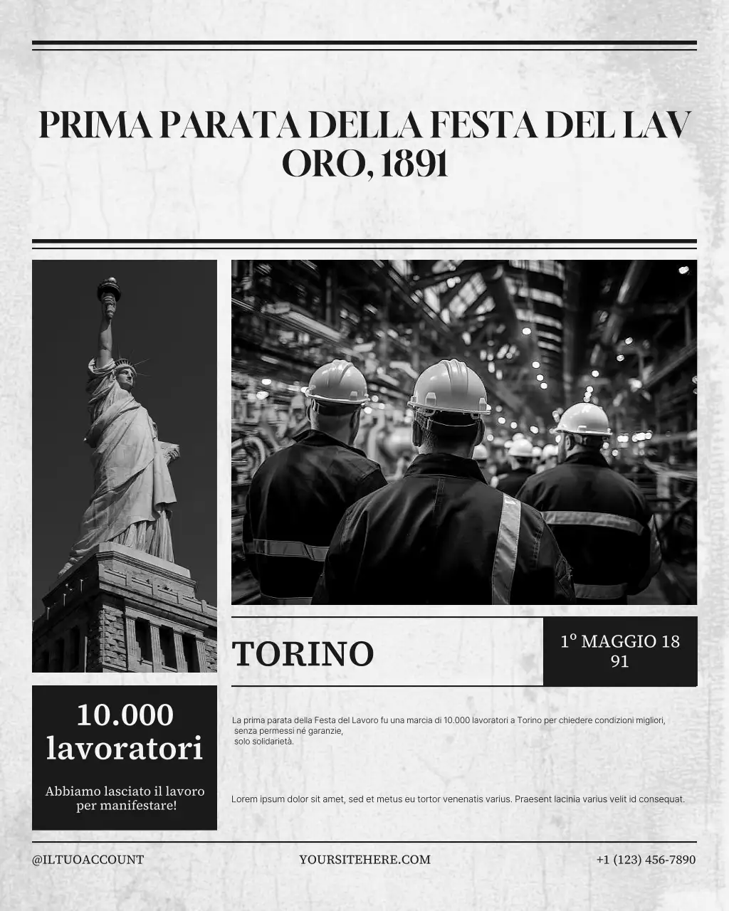 Post Instagram sulla storia del Labor Day in stile vintage nero