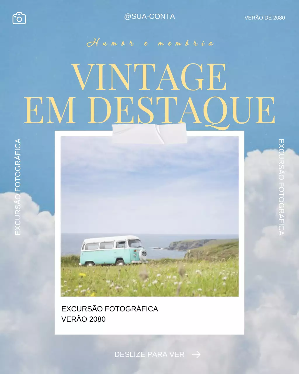 Promoção de turnê fotográfica memorável em estilo vintage nostálgico para postagem no Instagram