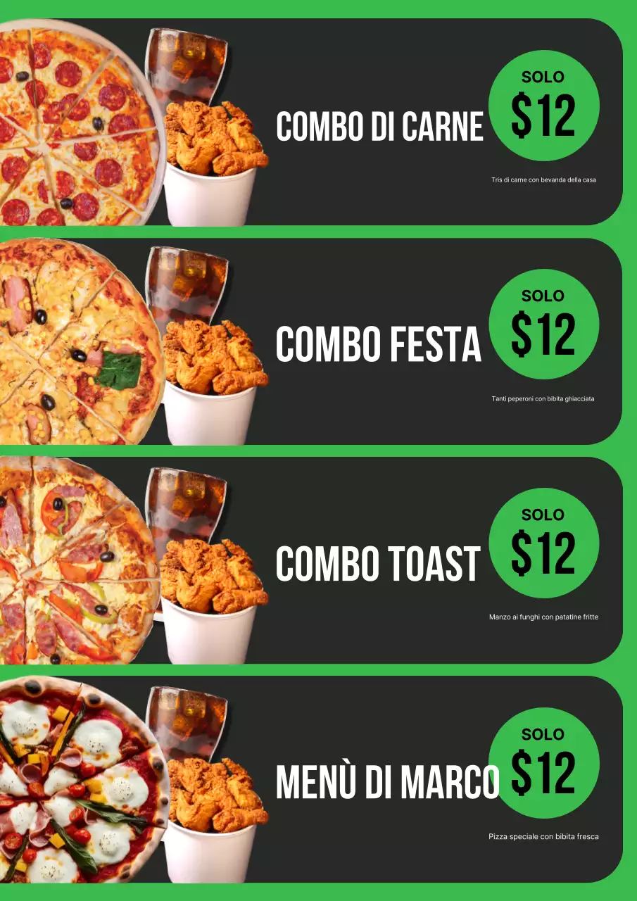 Poster promozionale di cibo moderno nero