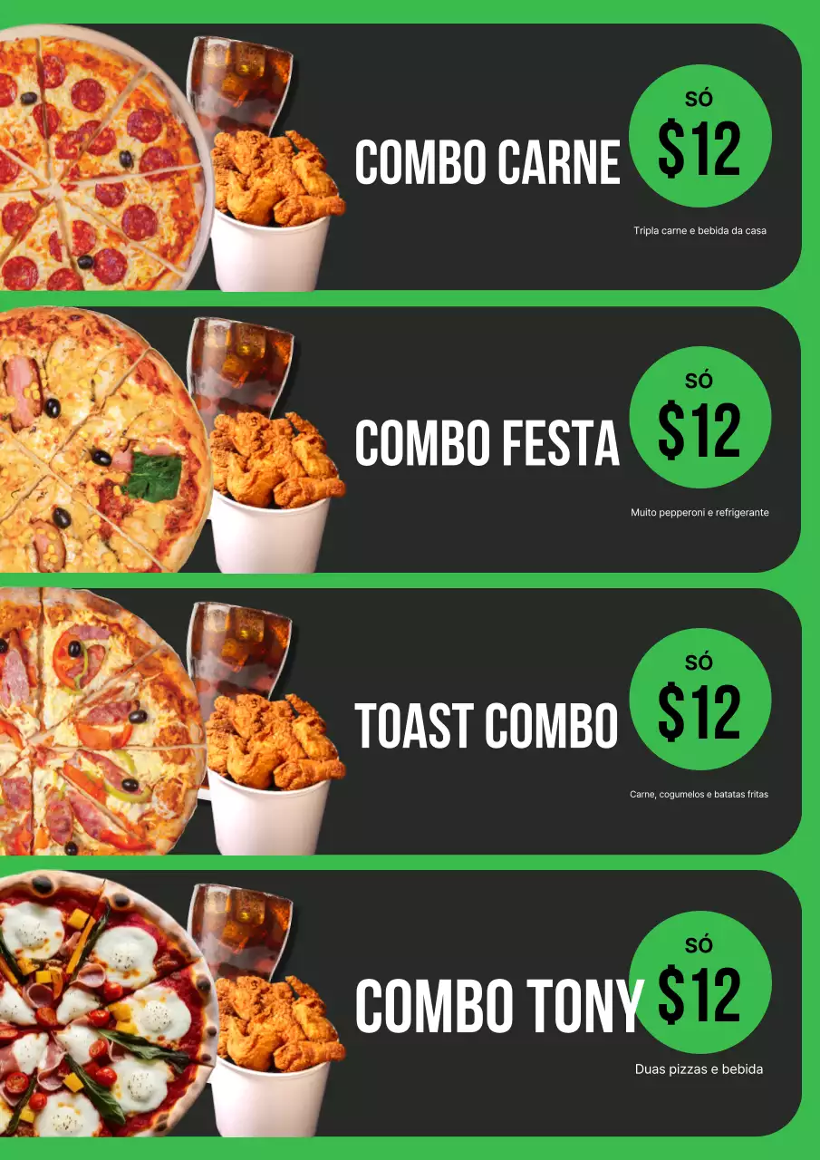 Cartaz promocional de comida moderna preta