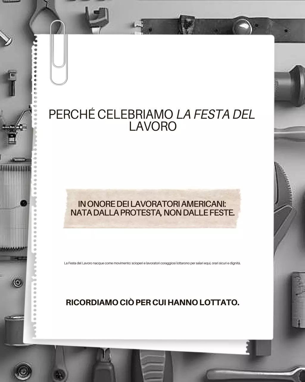 Post Instagram con informazioni minime sul lavoro grigio