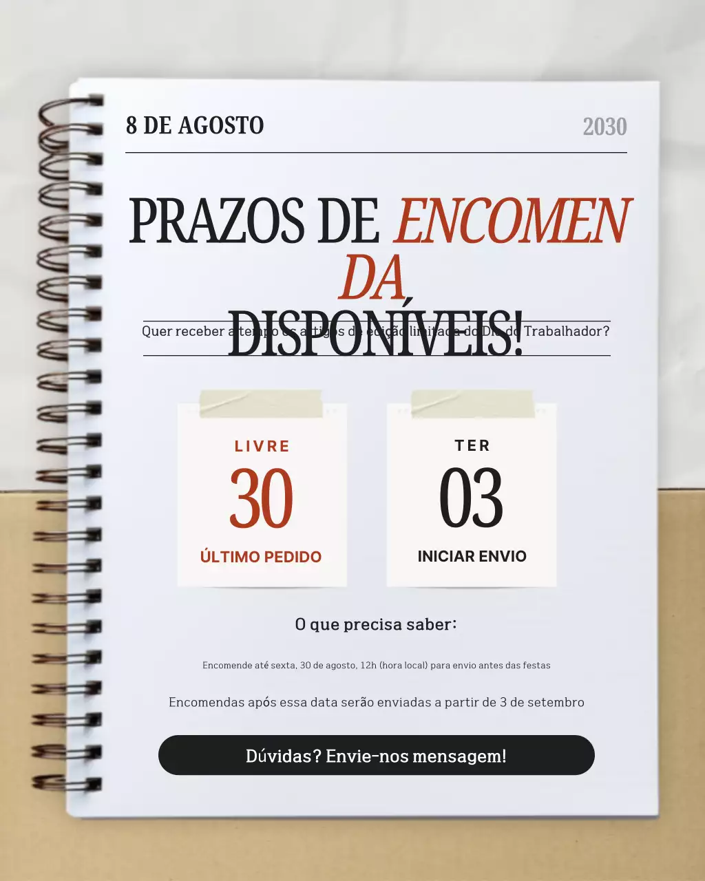 Postagem de Instagram com aviso de feriado moderno e branco