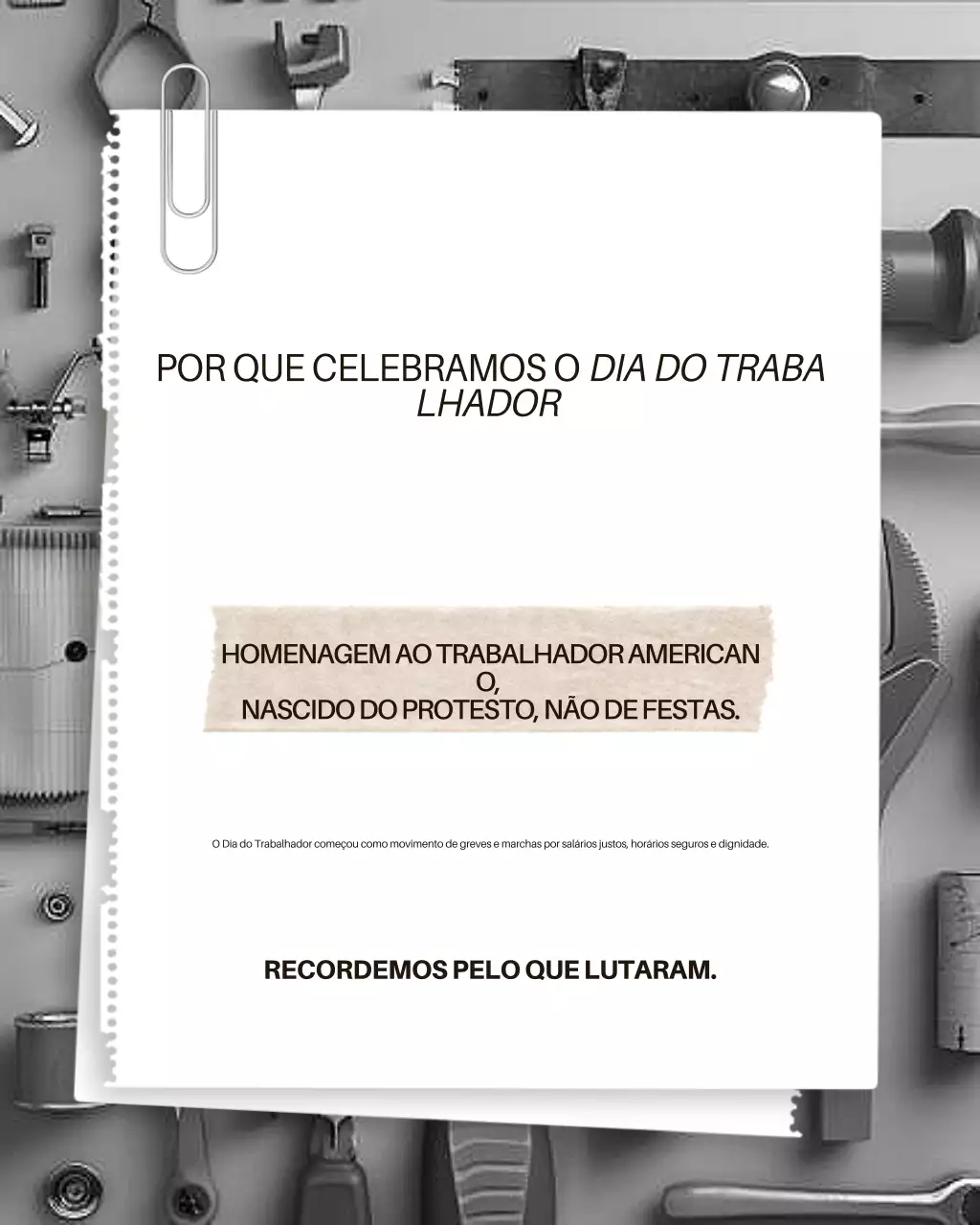 Postagem de informações sobre trabalho mínimo em cinza no Instagram