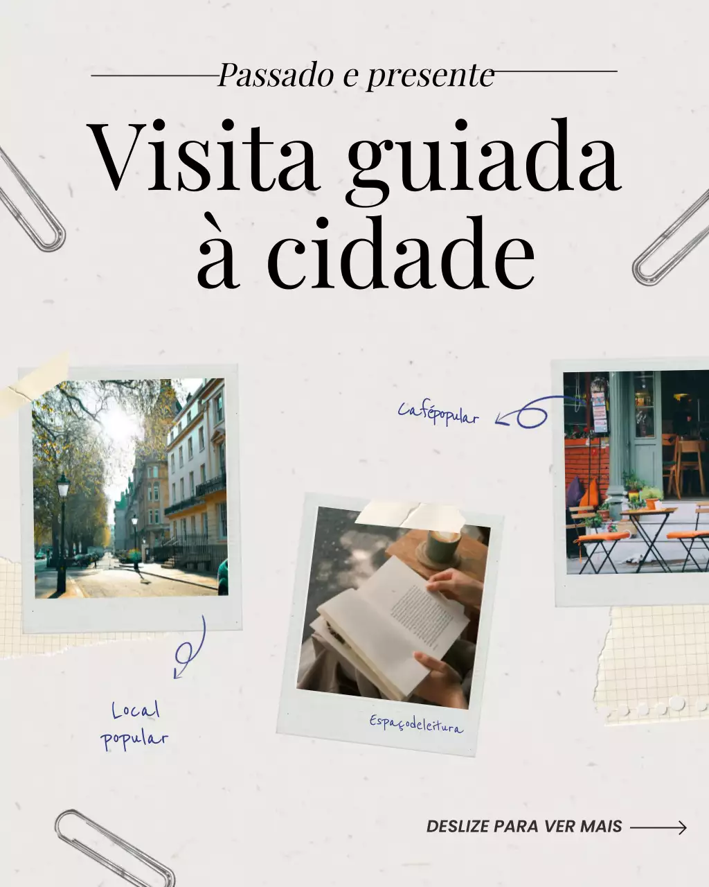 Postagem do Instagram sobre o livro de histórias da cidade estética bege
