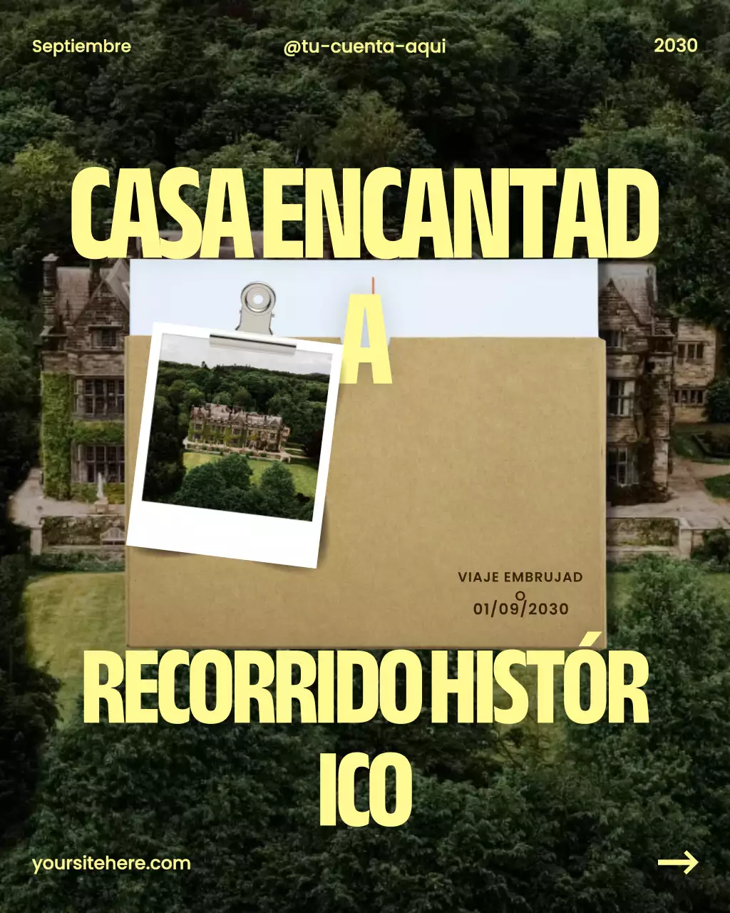 Publicación de Instagram del evento embrujado vintage verde