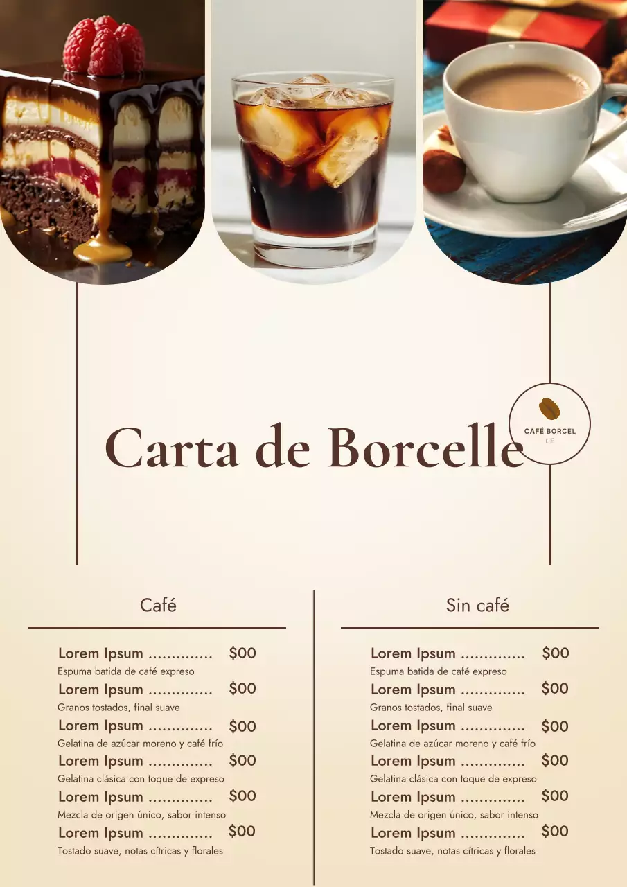 Póster de menú de café moderno en beige