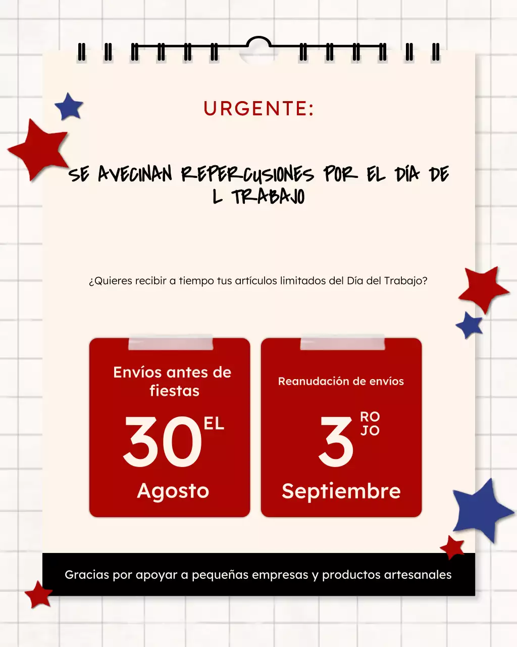 Publicación de Instagram con el anuncio navideño de Red Modern Craft