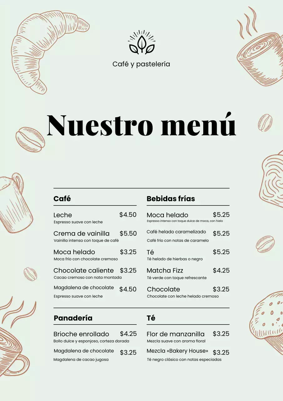 Póster de diseño de menú rústico de menta