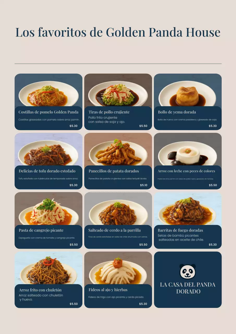 Póster del menú del restaurante moderno de la Marina
