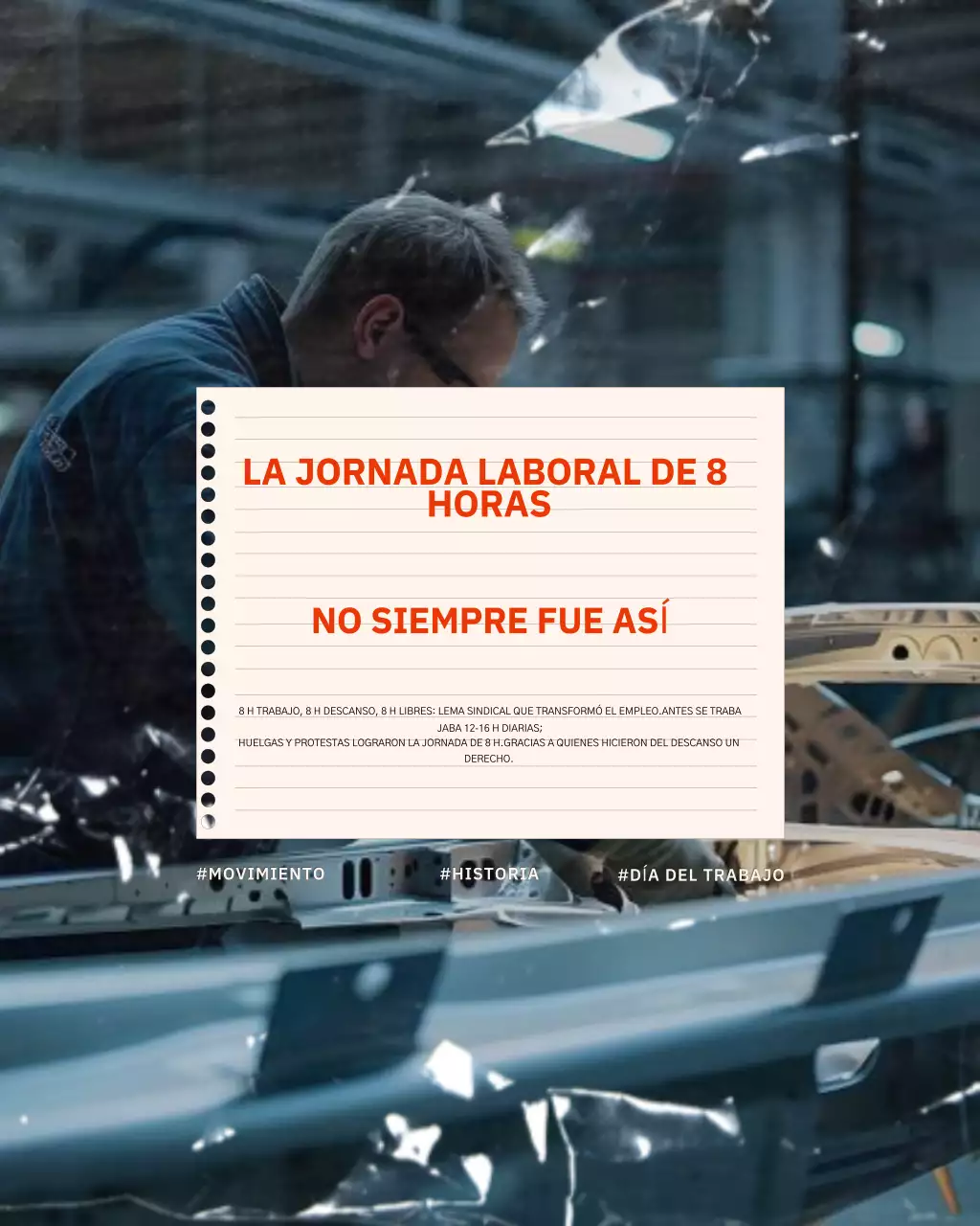 Publicación de Instagram sobre la historia moderna del Día del Trabajo en rojo